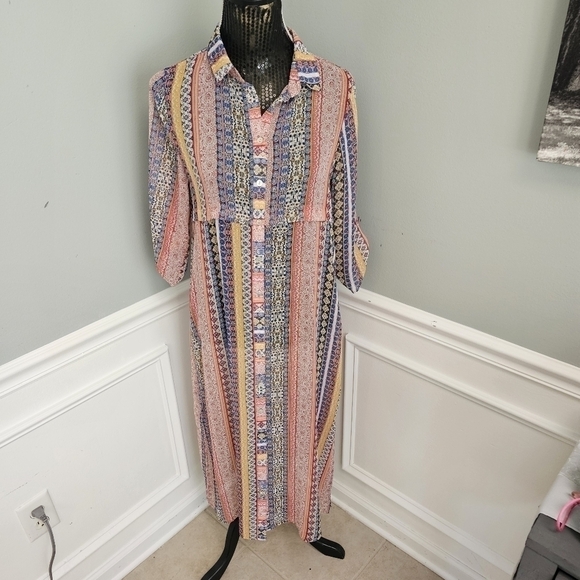 HOPE Springs duster/ maxi dress button down size small - Picture 4 of 15